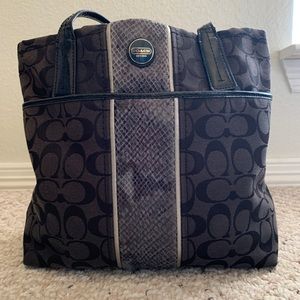 Coach Black Embossed Python Strip Tote